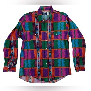 Vintage Wrangler Mens Cowboy Cut Aztec Fit X-Long Tails Single Needle 16.5x35